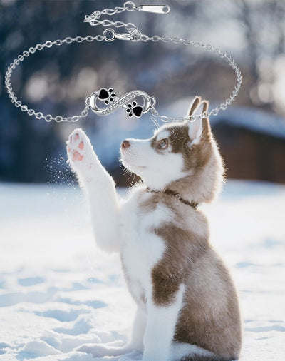 Armband með óendanleikatákni og gæludýraloppum með sirkonsteinum
