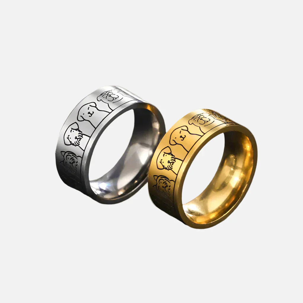 Breiður hundahringur úr ryðfríu stáli - grafið fyrir konur