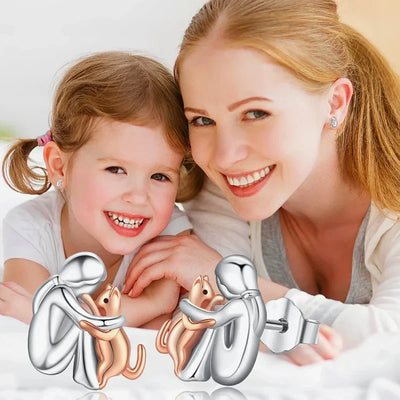 Tvílita silfur- og gulllitaðir kattarfaðmlags eyrnalokkar