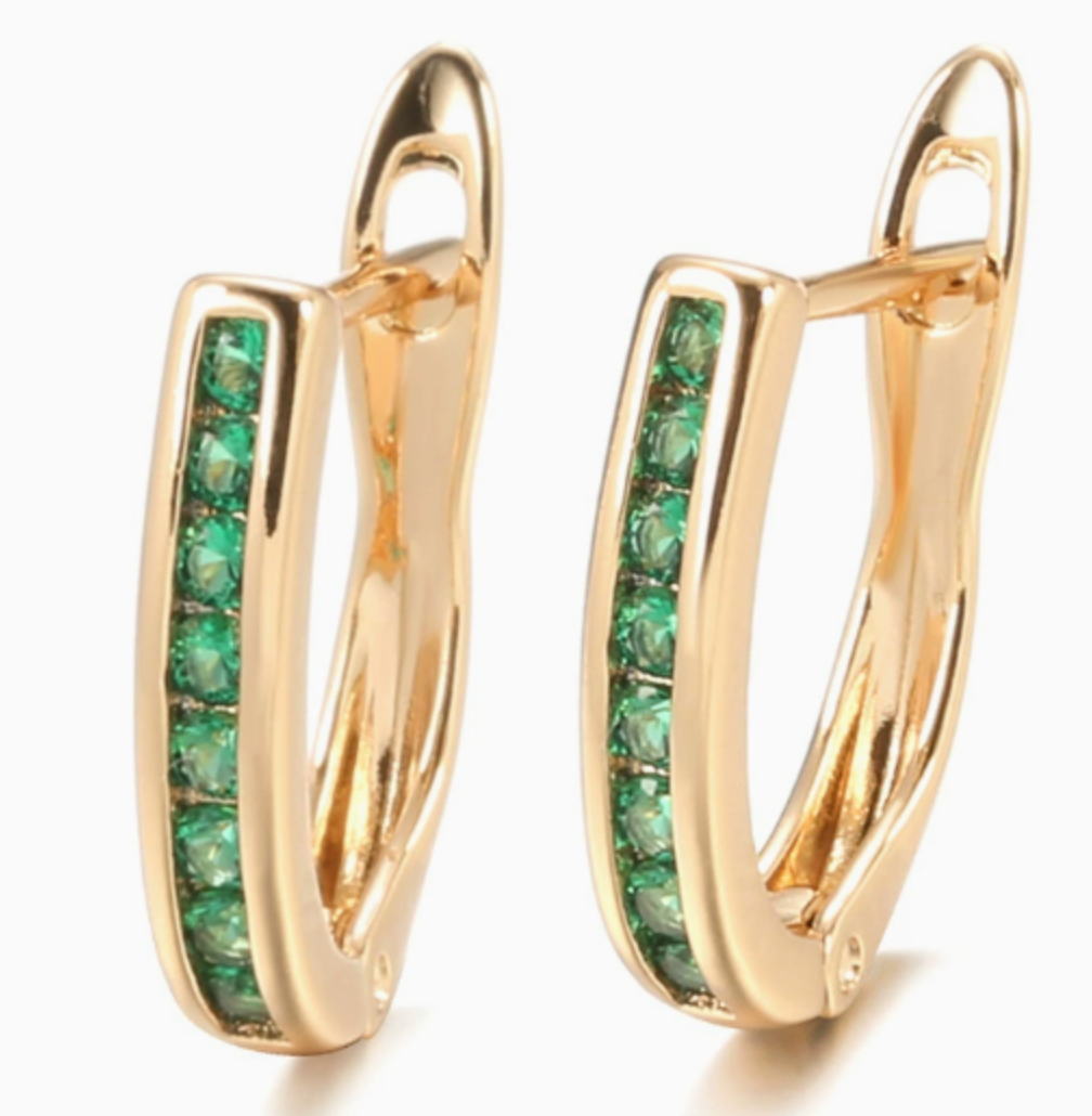 Glæsilegir grænir kristal eyrnalokkar