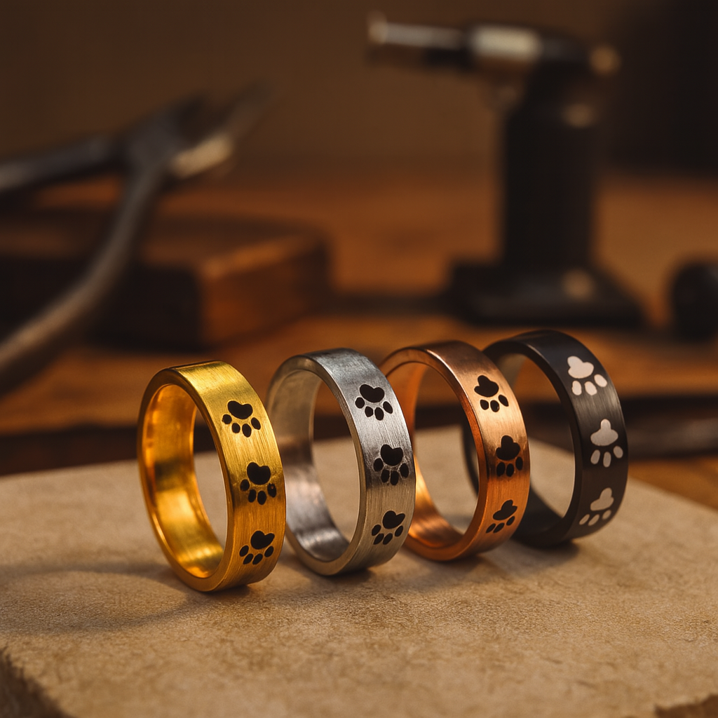 Handgerður loppuafritunarhringur úr ryðfríu stáli