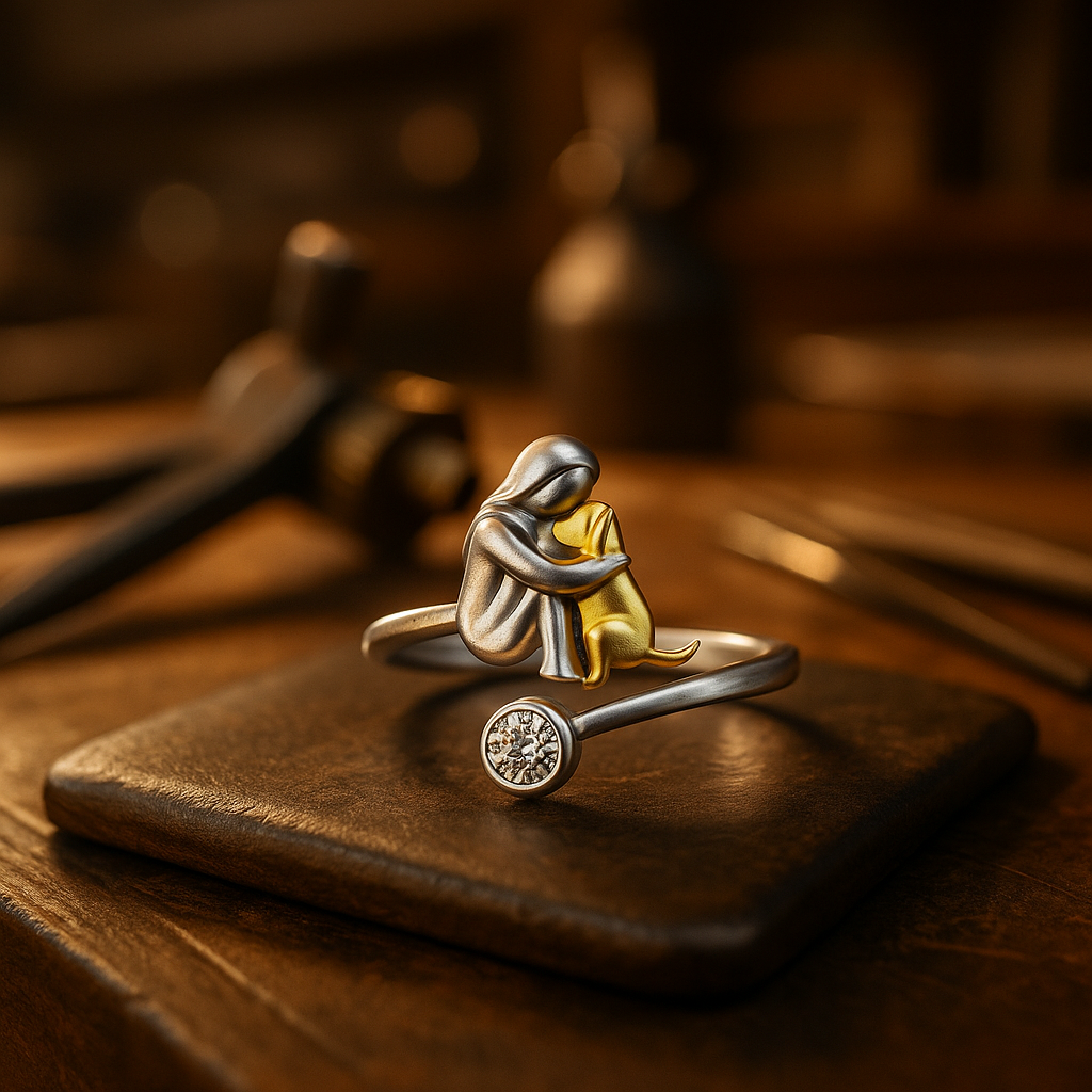 Silfurhringur fyrir hunda með sirkonsteinum