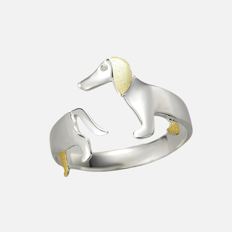925 sterling silfur Dachshund hringur – stillanleg stærð