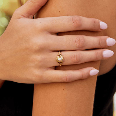 Vintage hringur með ekta perlu