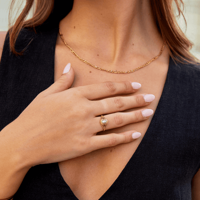 Vintage hringur með ekta perlu